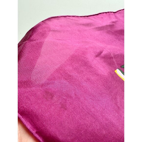 Vintage Unbranded Purple Yellow Rose Floral Silk Habotai 33" x 33" Square Scarf - Picture 11 of 16